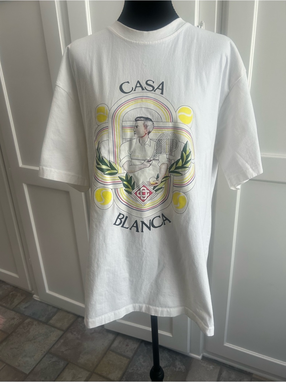 Casablanca Tennis Club Men’s White Graphic Tennis T-Shirt XL